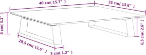 vidaXL Podstawka pod monitor, czarna, 40x35x8cm, szkło hartowane metal 8