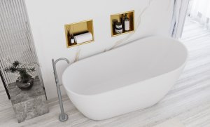 Rea PÓŁKA WNĘKOWA ŁAZIENKOWA 30x30 złota szczotkowana 7