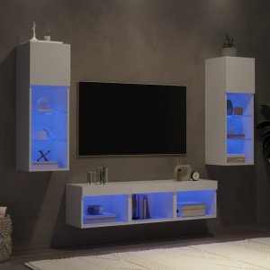 vidaXL vidaXL 5-częściowy zestaw mebli TV z LED, biały 1