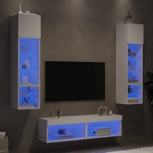 vidaXL vidaXL 6-częściowy zestaw mebli TV z LED, biały 1