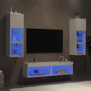 vidaXL vidaXL 6-częściowy zestaw mebli TV z LED, biały 1