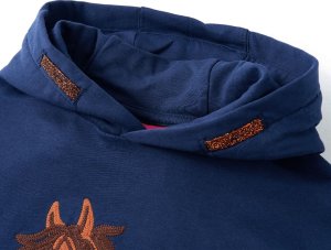 vidaXL Bluza dziecięca z kapturem i motywem konia, granatowa, 92 3