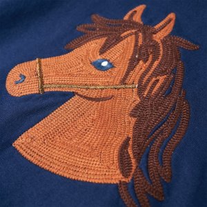 vidaXL Bluza dziecięca z kapturem i motywem konia, granatowa, 92 4