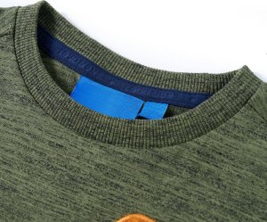 vidaXL Koszulka dziecięca z długimi rękawami, nadruk goryla, khaki melanż 128 3