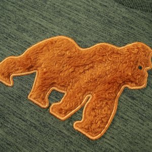 vidaXL Koszulka dziecięca z długimi rękawami, nadruk goryla, khaki melanż 128 4