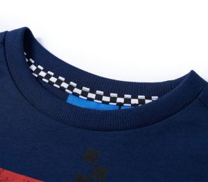 vidaXL Koszulka dziecięca z długimi rękawami, pies w wyścigówce, granat, 128 3