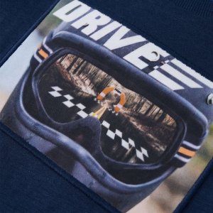 vidaXL Koszulka dziecięca z długimi rękawami, z kaskiem, granat melanż, 128 4