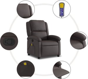 vidaXL Rozkładany fotel masujący, ciemny brąz 6