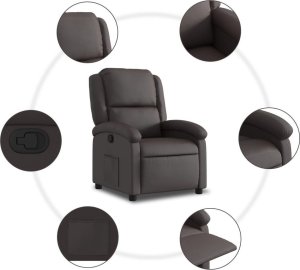 vidaXL Rozkładany fotel ciemnobrązowy 5