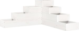 vidaXL vidaXL Donica ogrodowa, 4-poziomowa, 80,5x79x36 cm, biała, sosnowa 2