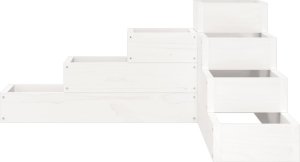 vidaXL vidaXL Donica ogrodowa, 4-poziomowa, 80,5x79x36 cm, biała, sosnowa 4