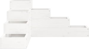 vidaXL vidaXL Donica ogrodowa, 4-poziomowa, 80,5x79x36 cm, biała, sosnowa 5