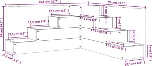 vidaXL vidaXL Donica ogrodowa, 4-poziomowa, 80,5x79x36 cm, biała, sosnowa 9