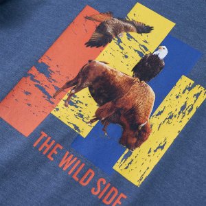 vidaXL Koszulka dziecięca z długimi rękawami, wół i orzeł, granatowa, 116 4