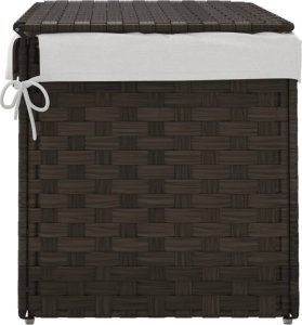 vidaXL Kosz na pranie z pokrywą, ciemny brąz, 55,5x35x34cm, polirattan 5