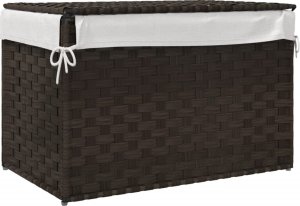 vidaXL Kosz na pranie z pokrywą, ciemny brąz, 55,5x35x34cm, polirattan 6