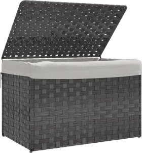 vidaXL Kosz na pranie, z pokrywą, szary, 55,5x35x34 cm, polirattan 4