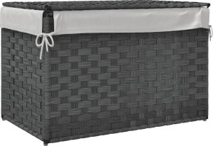 vidaXL Kosz na pranie, z pokrywą, szary, 55,5x35x34 cm, polirattan 6