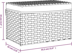 vidaXL Kosz na pranie, z pokrywą, szary, 55,5x35x34 cm, polirattan 9