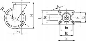 Geko Koło obrotowe 50mm PP/guma (100) 3