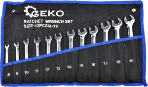 Geko Zestaw kluczy płasko-oczkowych z grzechotką 12szt. 8-19mm (10) 1