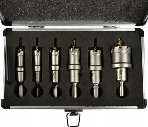 Geko Kpl. otwornic widiowych do metalu z wiertłem tytanowym 6szt. 16-35mm (16) 3