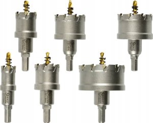 Geko Kpl. otwornic widiowych do metalu z wiertłem tytanowym 6szt. 22-65mm (12) 2