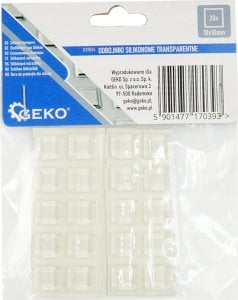 Geko Odbojniki silikonowe transparentne – prostokątne pod meble 10x10mm 20szt (25/250) 1