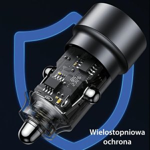 Ładowarka Usams Ład. sam. C39 USB+USB-C 60W Fast Charge fioletowy/fioletowy CC208CC02 (US-CC208) 6