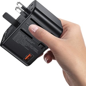 Ładowarka Usams USAMS Adapter siec 1xUSB+2xUSB-C T62 65W 4w1 US/AU/EU/UK czarny/black CC199TC01 (US-CC199) Univesal Travel Charger 12