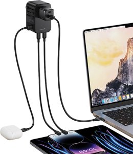 Ładowarka Usams USAMS Adapter siec 1xUSB+2xUSB-C T62 65W 4w1 US/AU/EU/UK czarny/black CC199TC01 (US-CC199) Univesal Travel Charger 13