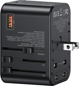 Ładowarka Usams USAMS Adapter siec 1xUSB+2xUSB-C T62 65W 4w1 US/AU/EU/UK czarny/black CC199TC01 (US-CC199) Univesal Travel Charger 3