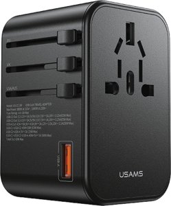 Ładowarka Usams USAMS Adapter siec 1xUSB+2xUSB-C T62 65W 4w1 US/AU/EU/UK czarny/black CC199TC01 (US-CC199) Univesal Travel Charger 9