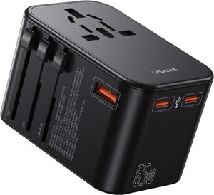 Ładowarka Usams USAMS Adapter siec 1xUSB+2xUSB-C T62 65W 4w1 US/AU/EU/UK czarny/black CC199TC01 (US-CC199) Univesal Travel Charger 10