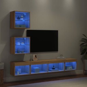 vidaXL vidaXL 5-częściowy zestaw mebli TV z LED, dąb sonoma 1