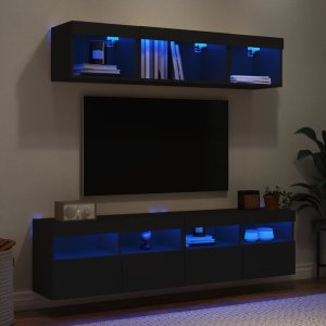 vidaXL vidaXL 5-częściowy zestaw mebli TV z LED, czarny 1