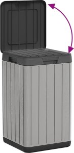 Skrzynia ogrodowa vidaXL Zewnętrzny kosz na śmieci, szary, 38x38x65 cm, PP 7