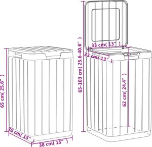 Skrzynia ogrodowa vidaXL Zewnętrzny kosz na śmieci, szary, 38x38x65 cm, PP 8