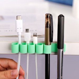 Organizer Hurtel Silikonowy organizer biurowy do kabli przewodów długopisów fioletowy Silikonowy organizer biurowy do kabli przewodów długopisów fioletowy 5