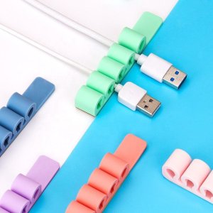 Organizer Hurtel Silikonowy organizer biurowy do kabli przewodów długopisów fioletowy Silikonowy organizer biurowy do kabli przewodów długopisów fioletowy 6