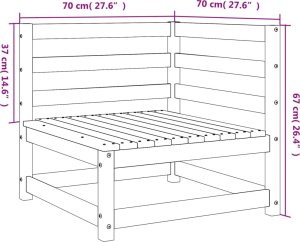 vidaXL vidaXL Ogrodowa sofa narożna, 70x70x67 cm, lite drewno sosnowe 8