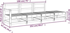 vidaXL 4-częściowy zestaw mebli ogrodowych, biały, lite drewno sosnowe 8