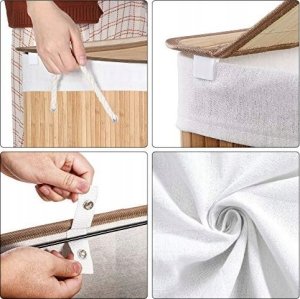 Kosz na pranie Songmics bambusowy z 3 przegrodami (LCB091N01) 6