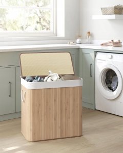Kosz na pranie Songmics bambusowy z 3 przegrodami (LCB091N01) 9