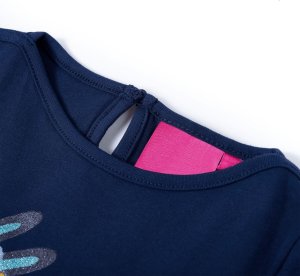 vidaXL Koszulka dziecięca z długimi rękawami, lśniący królik, granatowa, 104 3