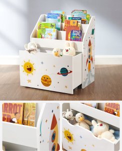 Songmics Organizer Na Zabawki, Regał Dla Dzieci Z 3 Półkami, Wyjmowany Pojemnik Do Przechowywania Na Kółkach, Uniwersalny, Do Pokoju Dzie 5