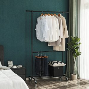 Songmics Przemysłowy Wieszak Na Ubrania Na Kółkach, Maksymalne Obciążenie 110 Kg, Podwójny Drążek Do Wieszania Odzieży, Wytrzymały Ekspoz 13