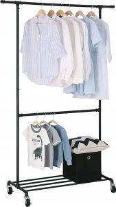 Songmics Przemysłowy Wieszak Na Ubrania Na Kółkach, Maksymalne Obciążenie 110 Kg, Podwójny Drążek Do Wieszania Odzieży, Wytrzymały Ekspoz 5
