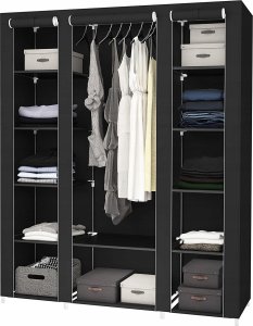 Songmics Przenośna Szafa, Składana Szafa, Organizer Do Przechowywania Ubrań Z Wieszakiem, Półki, Pokrycie Z Tkaniny, Do Sypialni, Szatnia 19