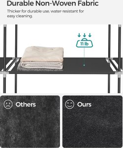 Songmics Przenośna Szafa, Składana Szafa, Organizer Do Przechowywania Ubrań Z Wieszakiem, Półki, Pokrycie Z Tkaniny, Do Sypialni, Szatnia 22